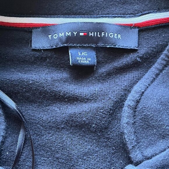 Tommy Hilfiger Jacket Womens Large Navy Blue Open Front Military Brass Buttons - Picture 3 of 8